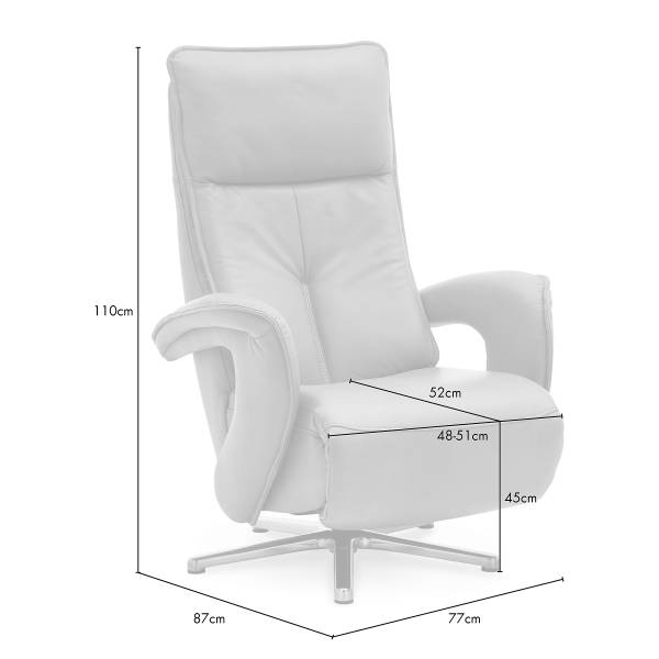 Relaxsessel Hukla ER04 Blau - Pigmentiertes Leder - Stahl - 77 x 110 x 87 cm