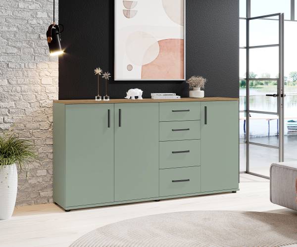 Sideboard Mashia Salbei / Eiche Mauvella Dekor
