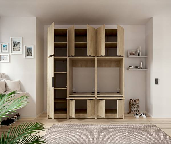 Set voor wasruimte SOCAMA G lichte eikenhouten look - Hoogte: 220 cm