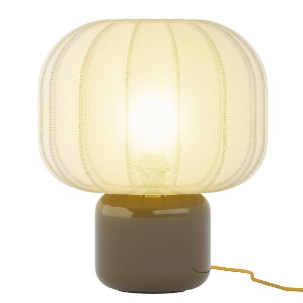 Lampada da tavolo Brisa Cotone / Vetro opale - 1 punto luce - Verde