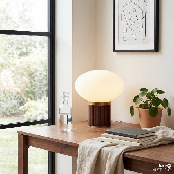 Lampada da tavolo Luceo Rattan / vetro opale - 1 punto luce