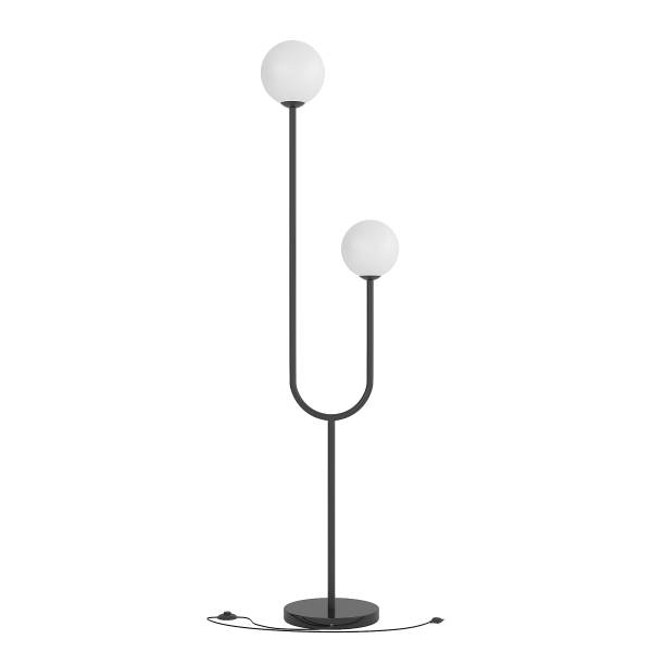 Lampada da terra Orion Vetro fumé / Ferro - 2 punto luce - Nero