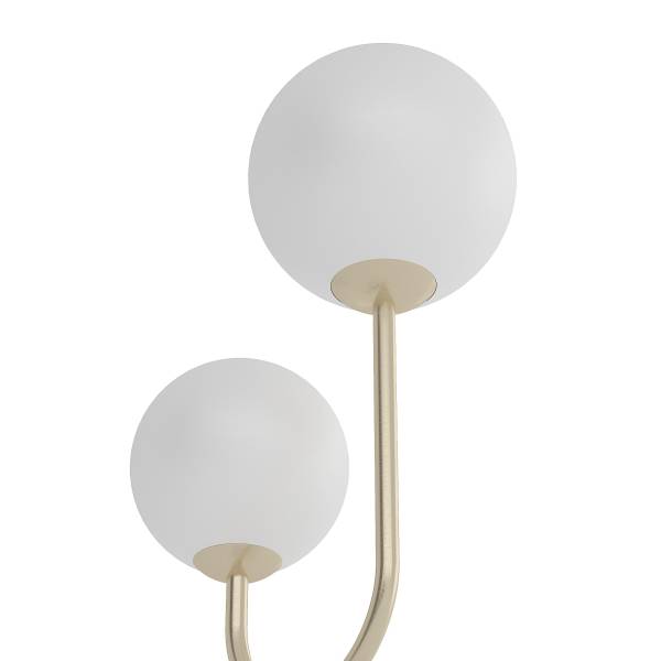 Tischleuchte Orion Opalglas / Eisen - 2-flammig - Messing