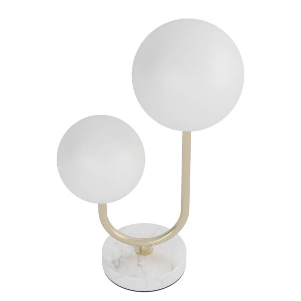 Tischleuchte Orion Opalglas / Eisen - 2-flammig - Messing