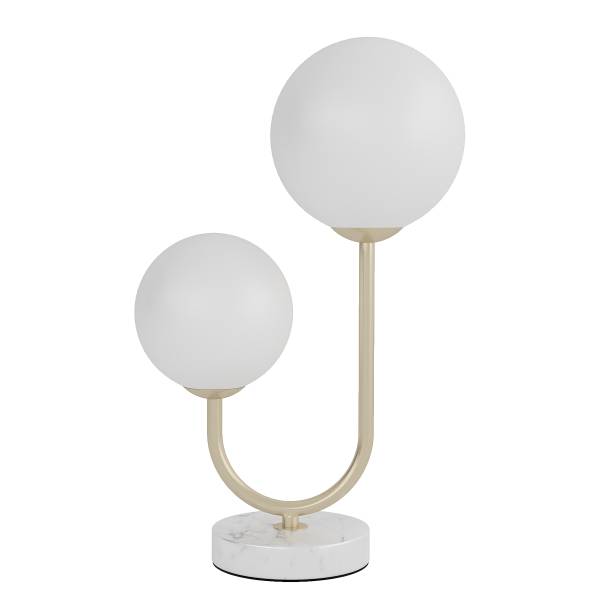 Tischleuchte Orion Opalglas / Eisen - 2-flammig - Messing