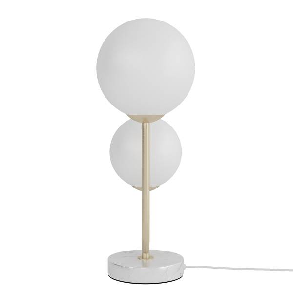 Tischleuchte Orion Opalglas / Eisen - 2-flammig - Messing