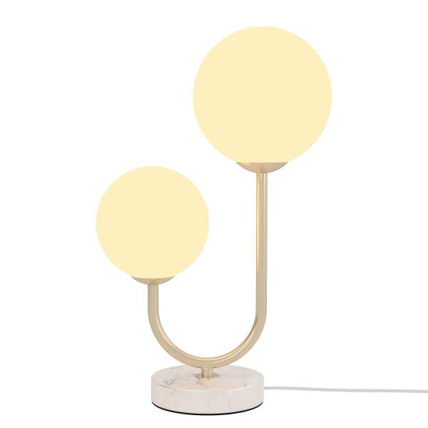Tischleuchte Orion Opalglas / Eisen - 2-flammig - Messing