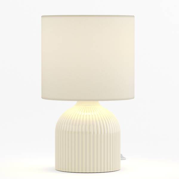 Tischleuchte Uvaro Frottee / Keramik - 1-flammig - Beige