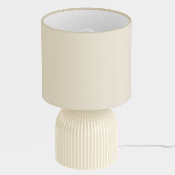 Tischleuchte Uvaro Frottee / Keramik - 1-flammig - Beige