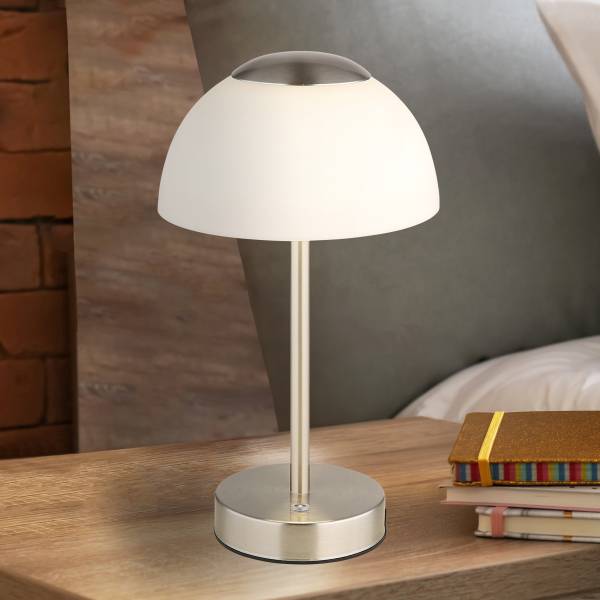 LED-tafellamp Sarima opaalglas/ijzer - 1-lichts - zilver