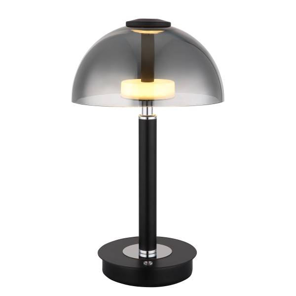 Lampada da tavolo LED Uldin Vetro fumè / Ferro - 1 punti luce - Nero