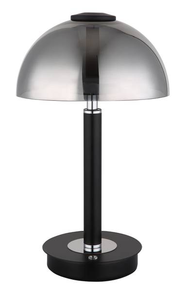 Lampada da tavolo LED Uldin Vetro fumè / Ferro - 1 punti luce - Nero