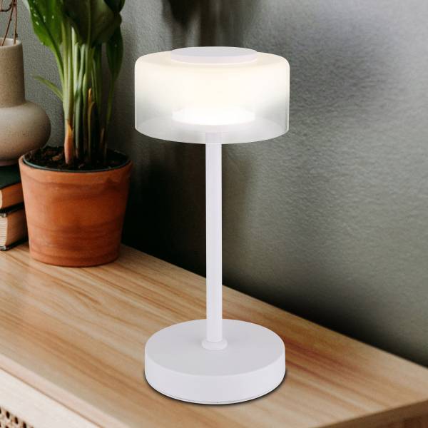 Lampada da tavolo LED Belinda Vetro trasparente / Ferro - 1 punto luce - Bianco