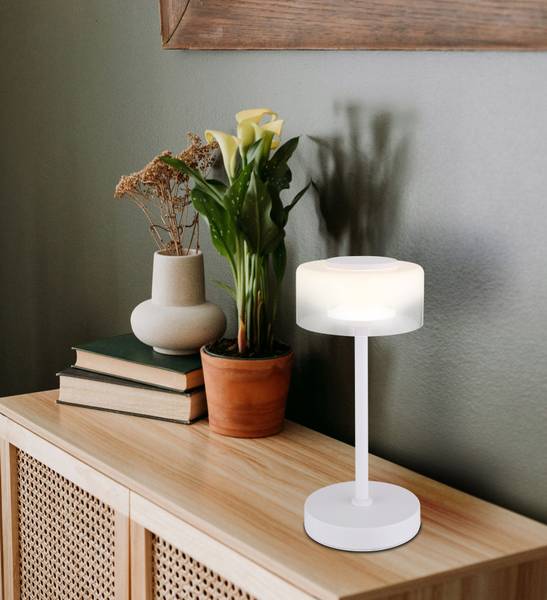 Lampada da tavolo LED Belinda Vetro trasparente / Ferro - 1 punto luce - Bianco