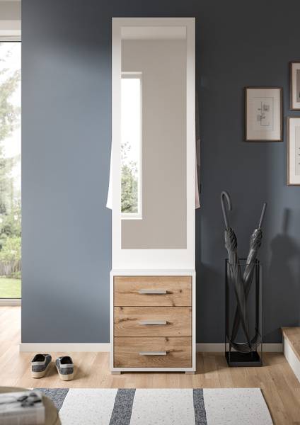 Kompaktgarderobe Halak 45 cm Weiß / Eiche Rustikal Dekor