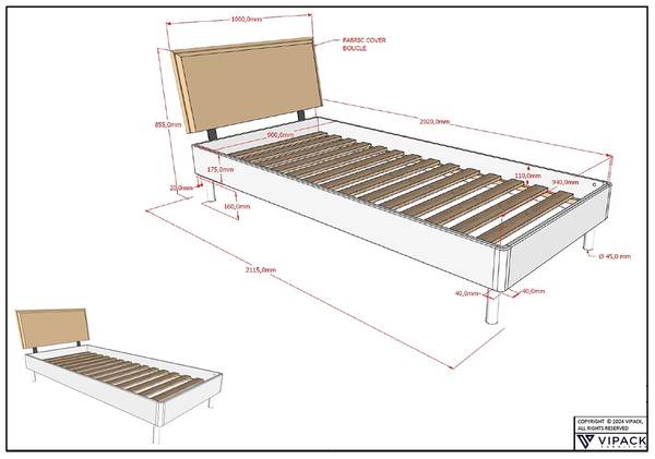 Jugendzimmer Forrest 3-tlg Polster Typ B Eiche massiv - Eiche