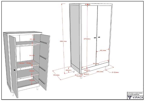 Jugendzimmer Forrest 3-tlg Polster Typ B Eiche massiv - Eiche