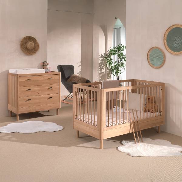 Babyzimmer Forrest 2-teilig - Kommode Eiche massiv - Eiche