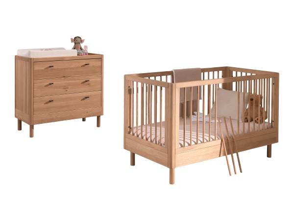 Babyzimmer Forrest 2-teilig - Kommode Eiche massiv - Eiche