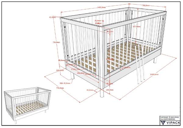 Babyzimmer Forrest 2-teilig - Kommode Eiche massiv - Eiche