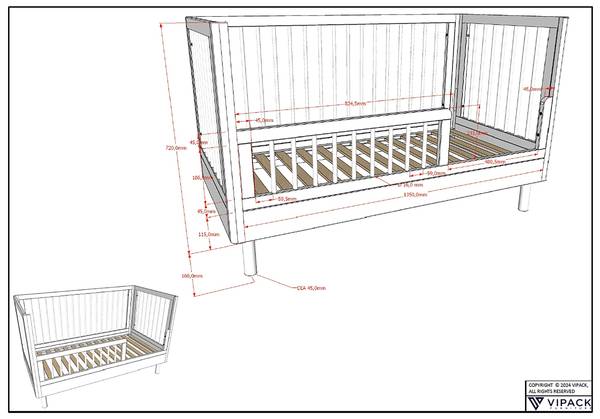 Babyzimmer Forrest 2-teilig - Kommode Eiche massiv - Eiche
