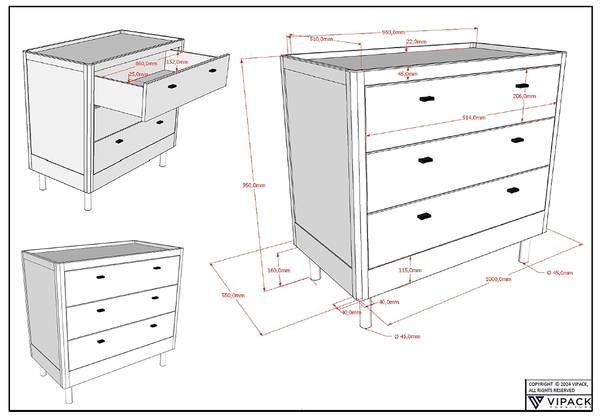 Babyzimmer Forrest 2-teilig - Kommode Eiche massiv - Eiche
