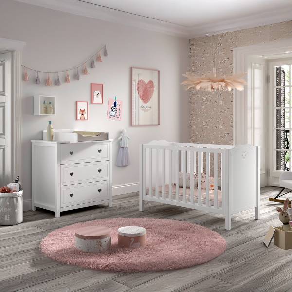 Babyzimmer Amori 3-teilig Weiß / Kiefer Weiß