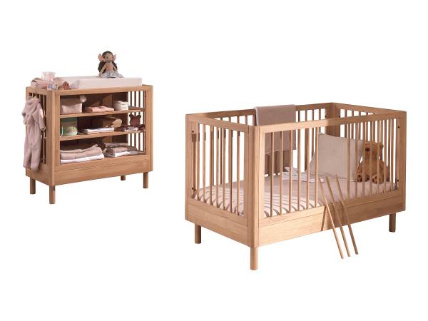Babyzimmer Forrest 2-teilig - Regal Eiche massiv - Eiche
