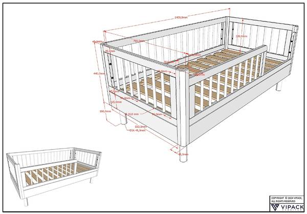 Kinderzimmer Forrest 3-teilig - Kommode Eiche massiv - Eiche