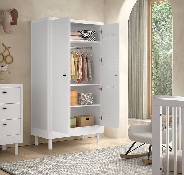 Babyzimmer Forrest 3-teilig - Kommode Buche massiv - Weiß