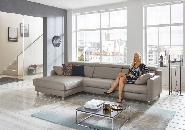 Divano SC Plus funzione relax opz. Longchair preimpostata a sinistra - Poggiatesta regolabile