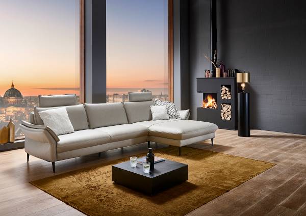 Divano Bern con funzione relax opz. Longchair preimpostata a destra - Poggiatesta regolabile