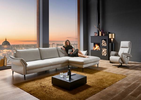 Ecksofa Bern mit opt. Relaxfunktion Longchair davorstehend rechts - Keine Funktion