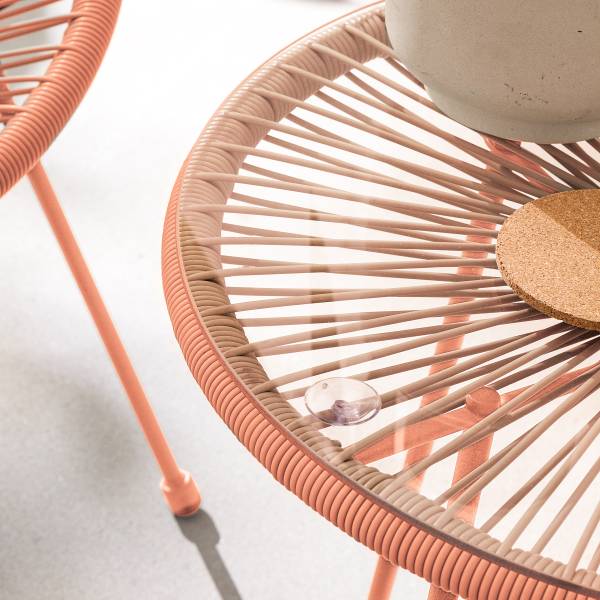 Sitzgruppe Copacabana 3-teilig Stahl / Polyrattan - Lachs