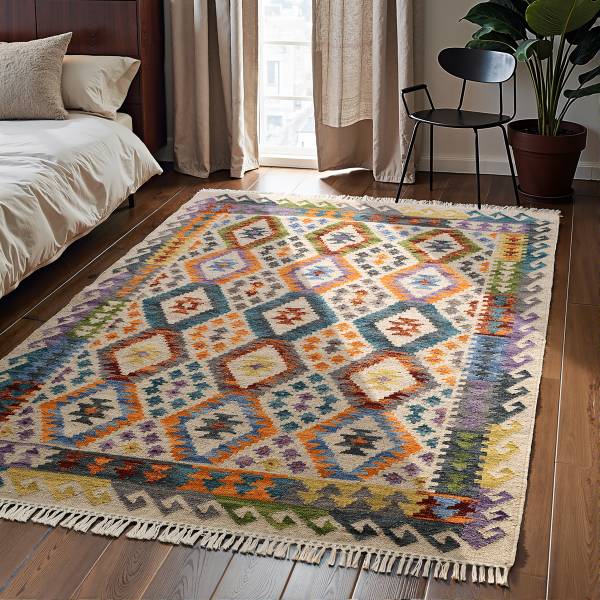 Tappeto a pelo corto Oasis Lana / Cotone - Multicolore - 160 x 230 cm