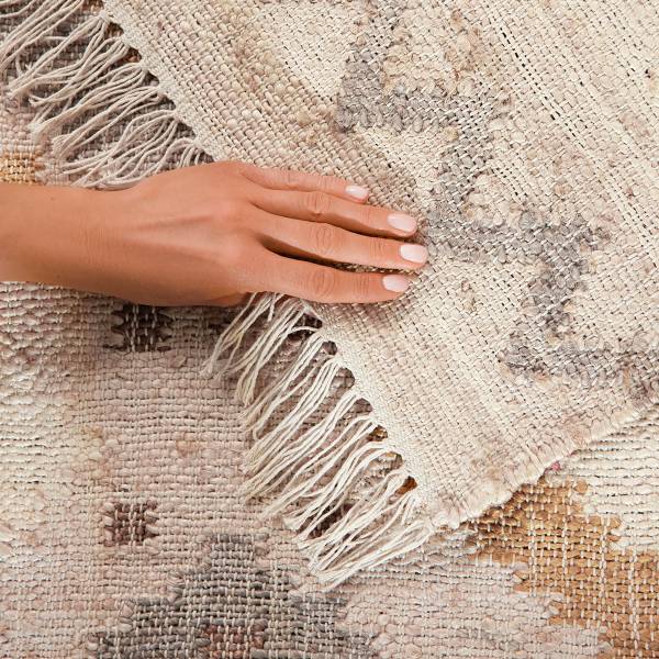 Kurzflorteppich Imani Jute / Baumwolle - Creme - 80 x 150 cm