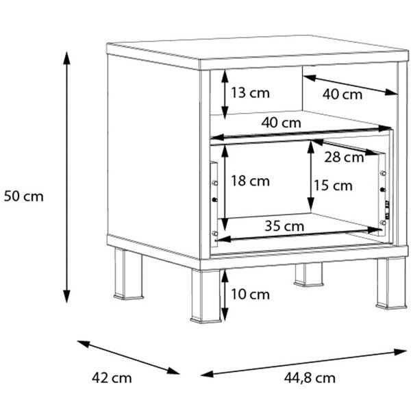 Table de chevet Vallegrande Noir / Imitation chêne marron