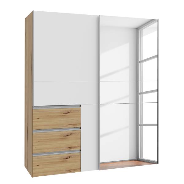 Zweefdeurkast Tover wit/Artisan eikenhouten look - Breedte: 170 cm