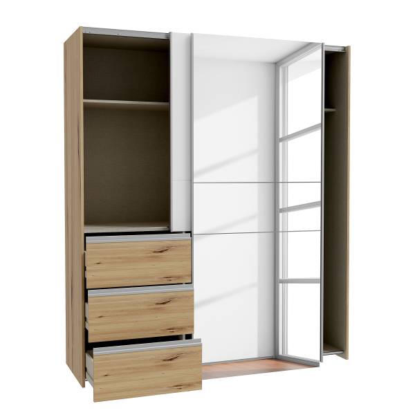 Zweefdeurkast Tover wit/Artisan eikenhouten look - Breedte: 170 cm