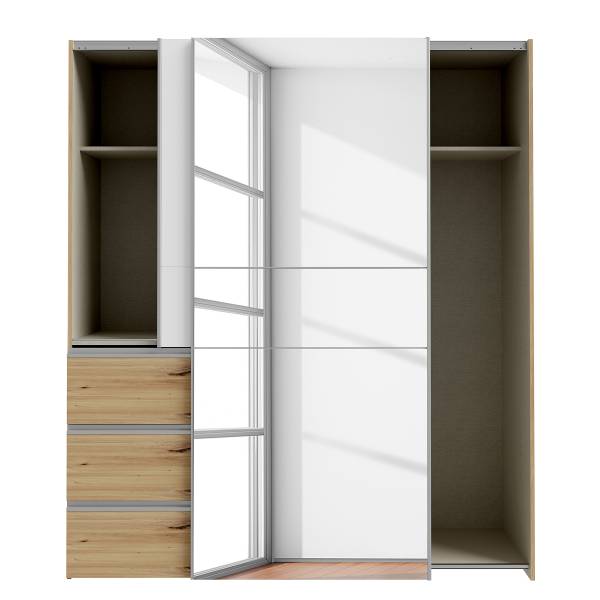 Zweefdeurkast Tover wit/Artisan eikenhouten look - Breedte: 170 cm
