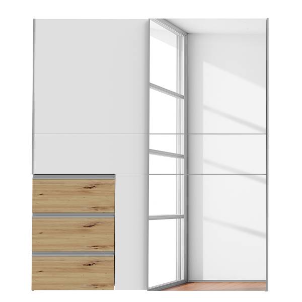 Zweefdeurkast Tover wit/Artisan eikenhouten look - Breedte: 170 cm