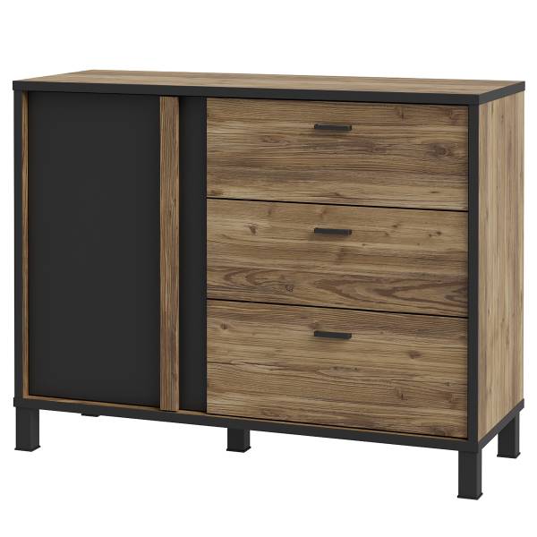 Kast Vallegrande zwart/modderkleurige eikenhouten look