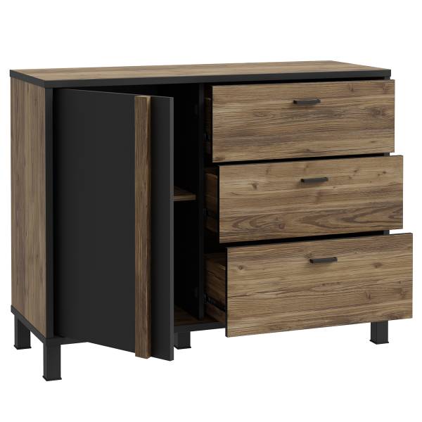 Kast Vallegrande zwart/modderkleurige eikenhouten look