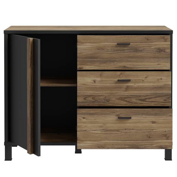 Kast Vallegrande zwart/modderkleurige eikenhouten look