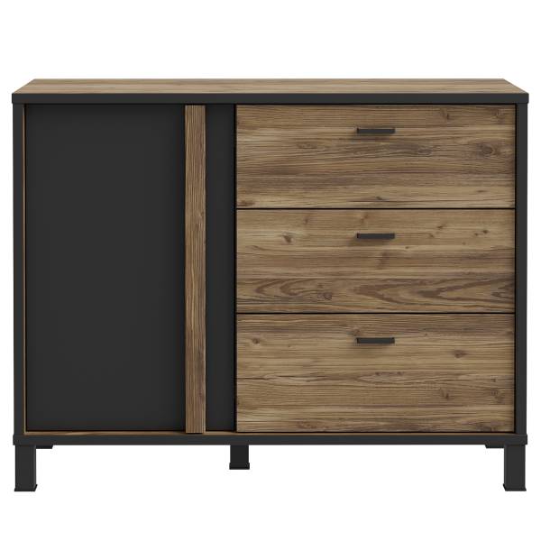 Kast Vallegrande zwart/modderkleurige eikenhouten look