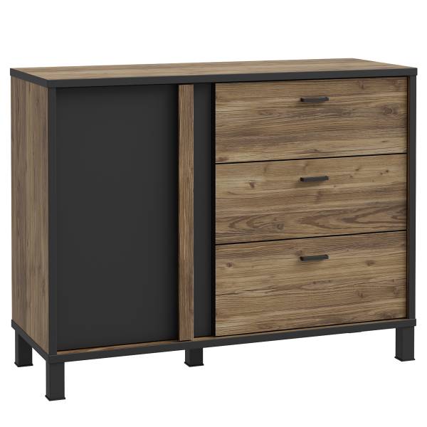 Kast Vallegrande zwart/modderkleurige eikenhouten look