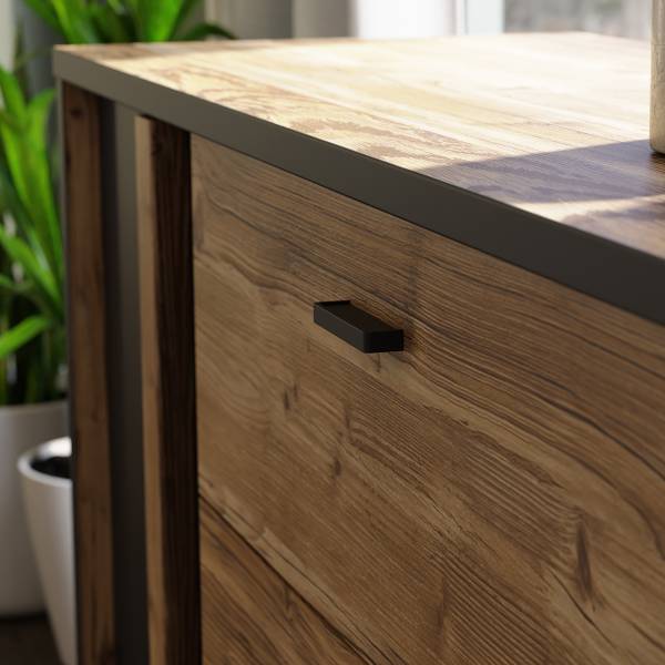 Kast Vallegrande zwart/modderkleurige eikenhouten look