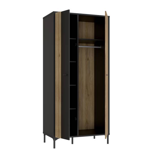 Drehtürenschrank Venie Eiche Mauvella Dekor / Schwarz