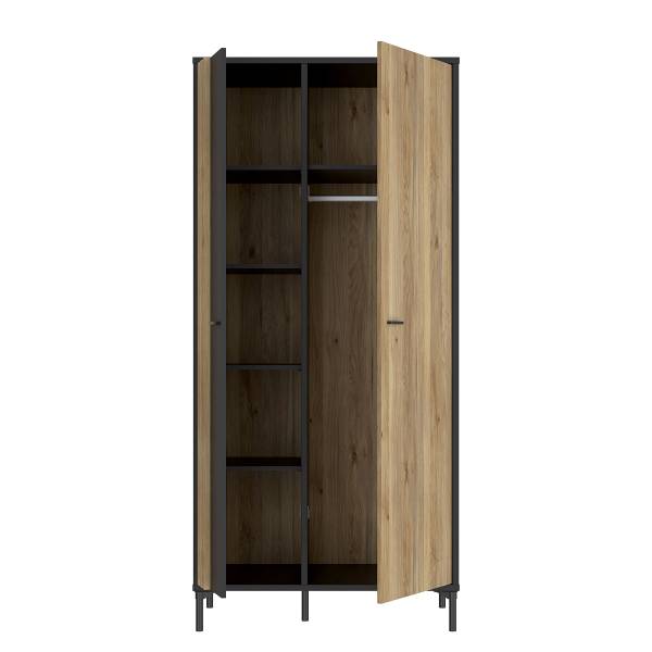 Drehtürenschrank Venie Eiche Mauvella Dekor / Schwarz