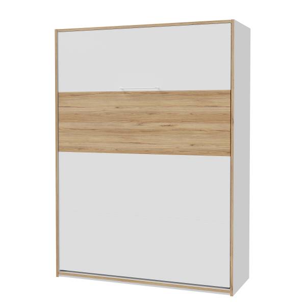 Letto a ribalta Vevlan Bianco / Effetto rovere - 140 x 200cm
